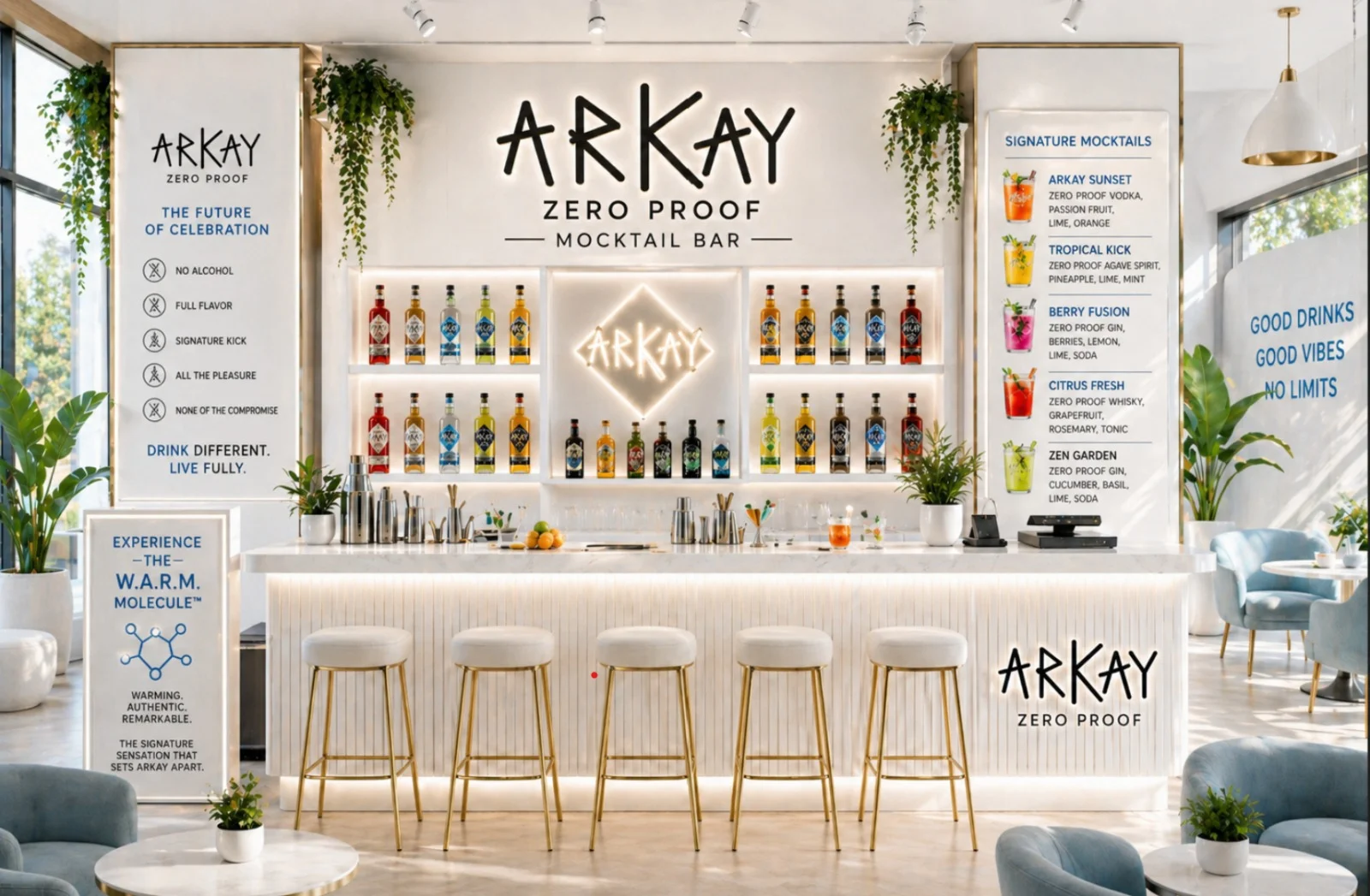 Interior de un Bar Mocktail ARKAY Zero Proof